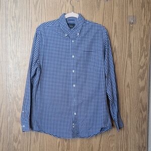 Stretch Oxford Shirt - Blue Plaid Cotton Blend